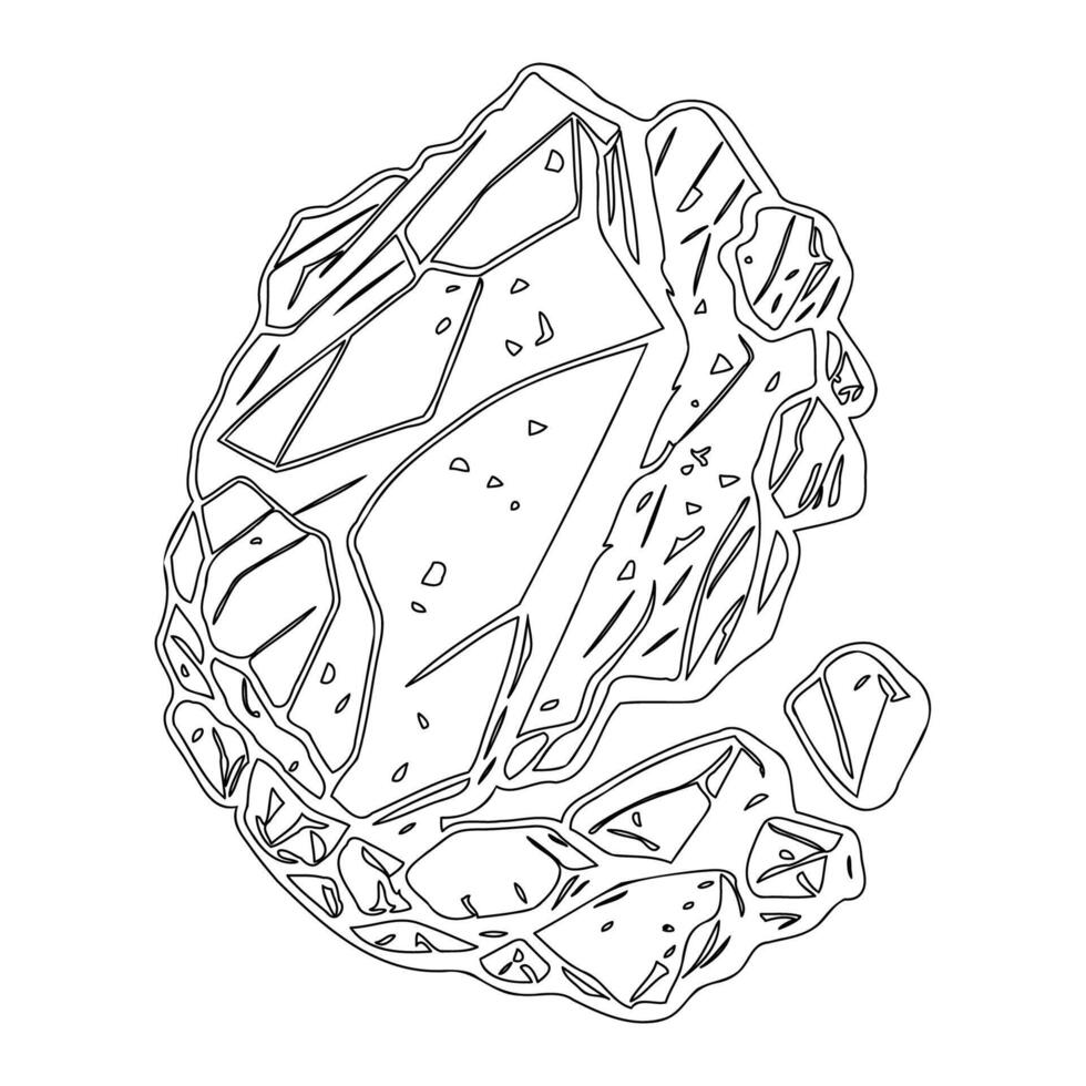 Asteroid stone outline illustration sketch vector