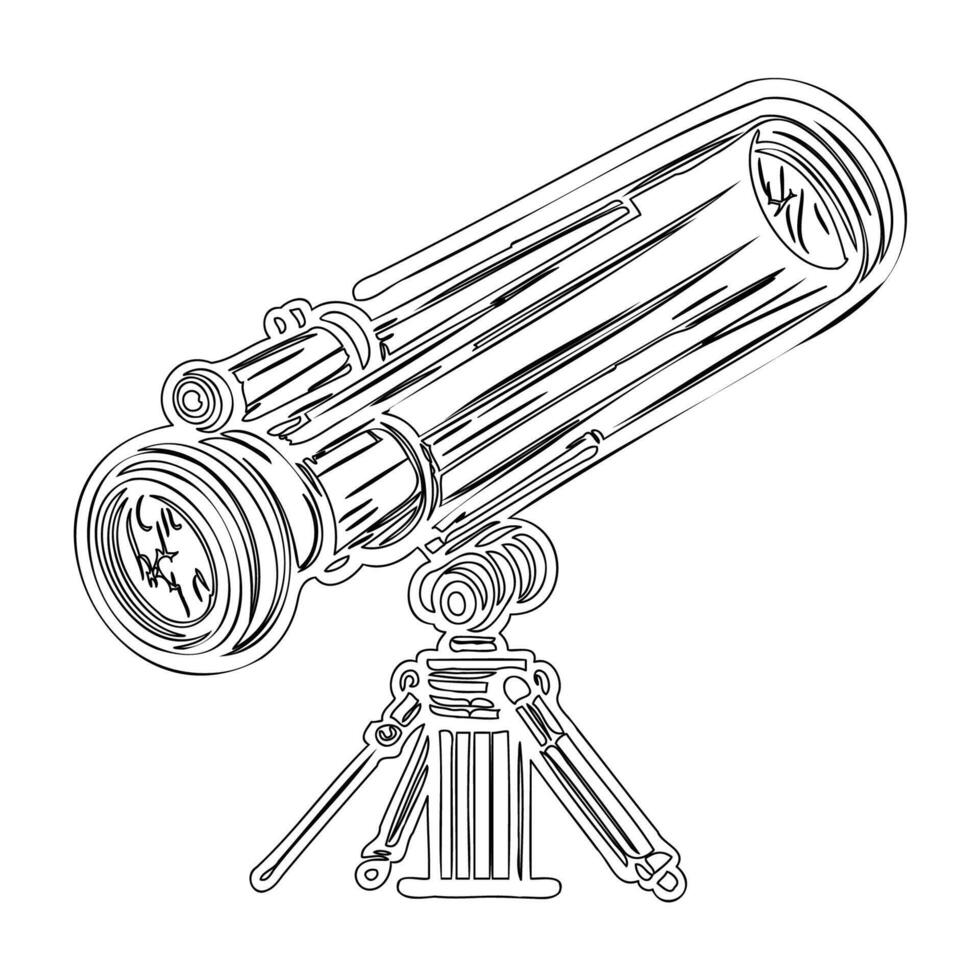 Telescope outline illustration sketch vector
