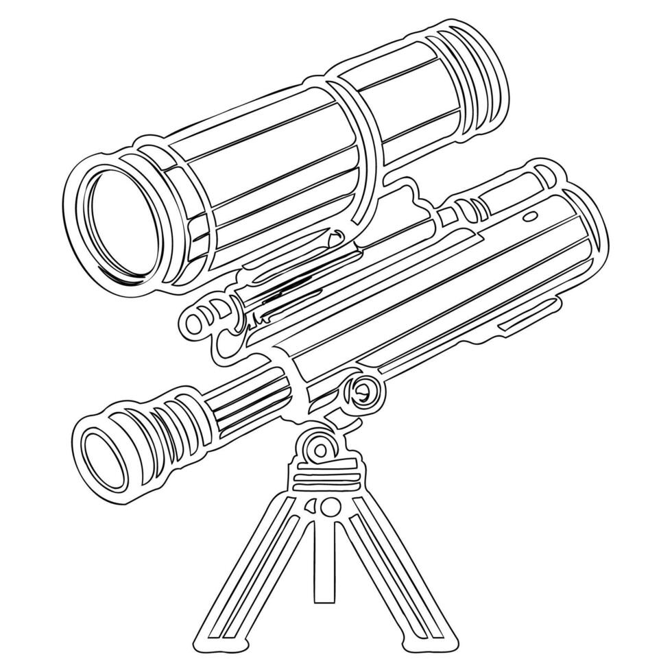 Telescope outline illustration sketch vector