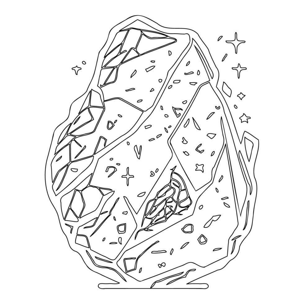 Asteroid stone outline illustration sketch vector