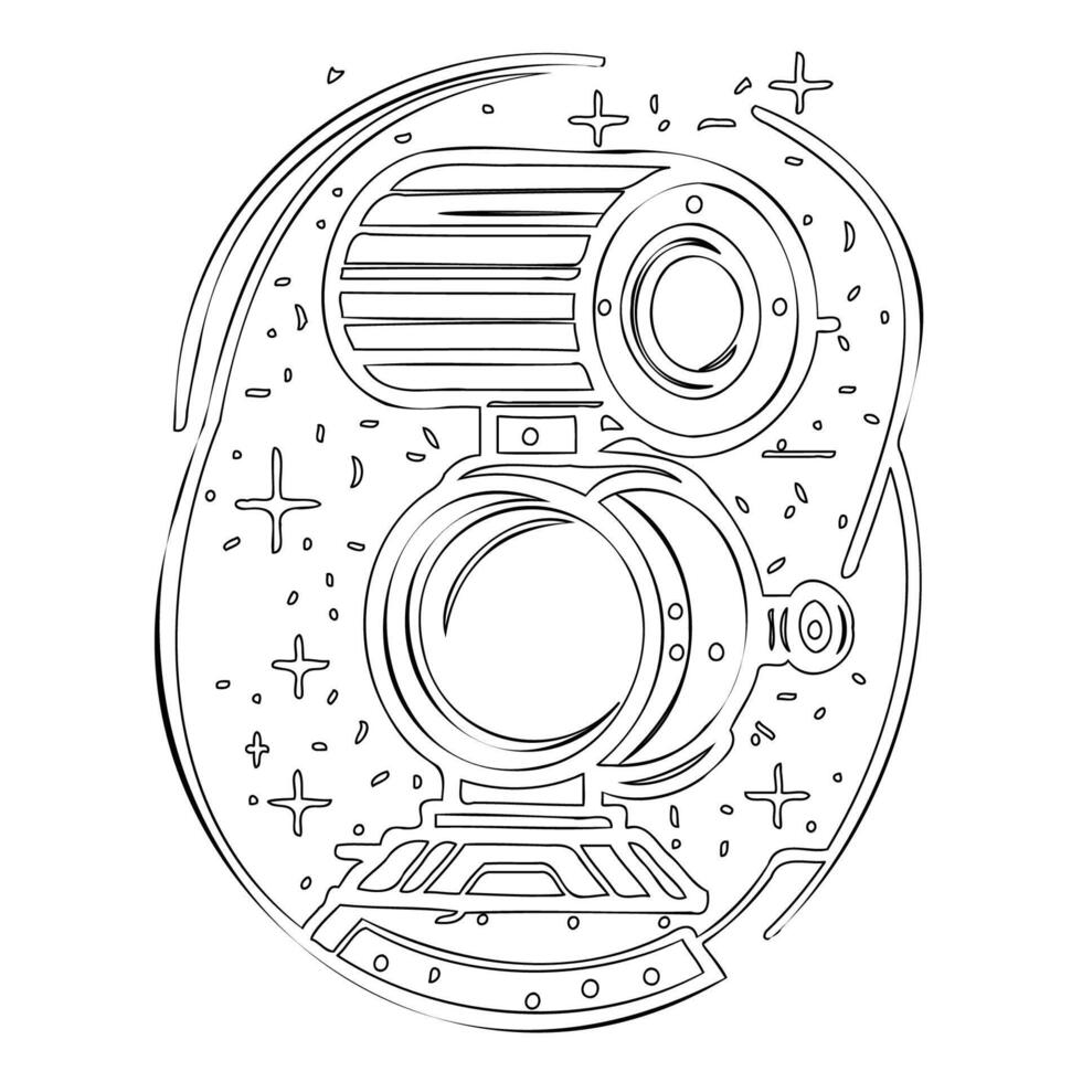 Telescope outline illustration sketch vector