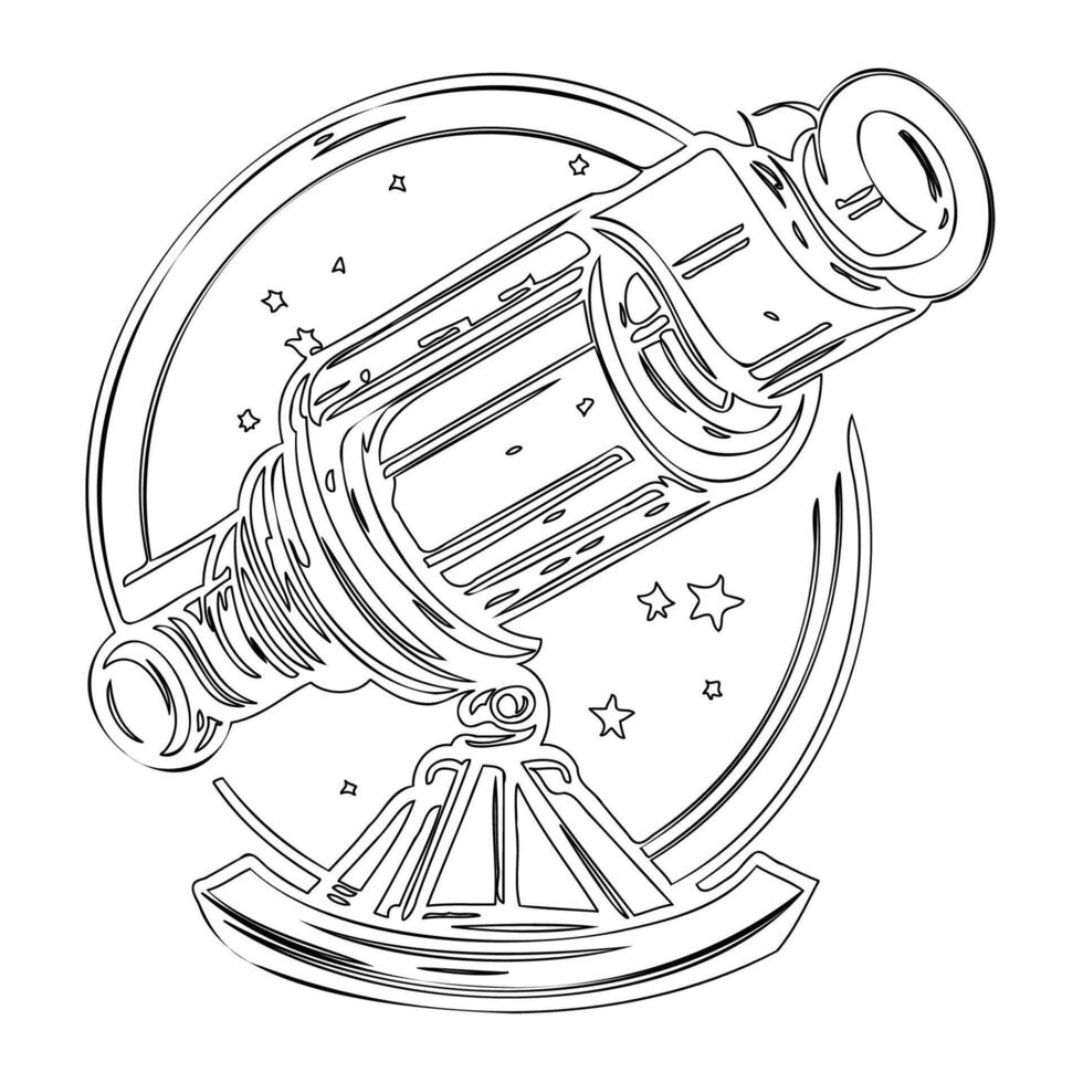 Telescope outline illustration sketch vector