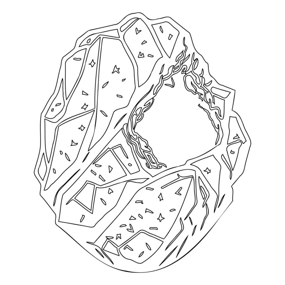 Asteroid stone outline illustration sketch vector