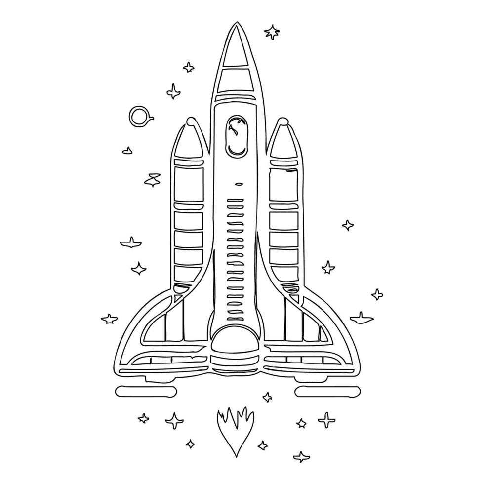 Space shuttle outline illustration sketch vector