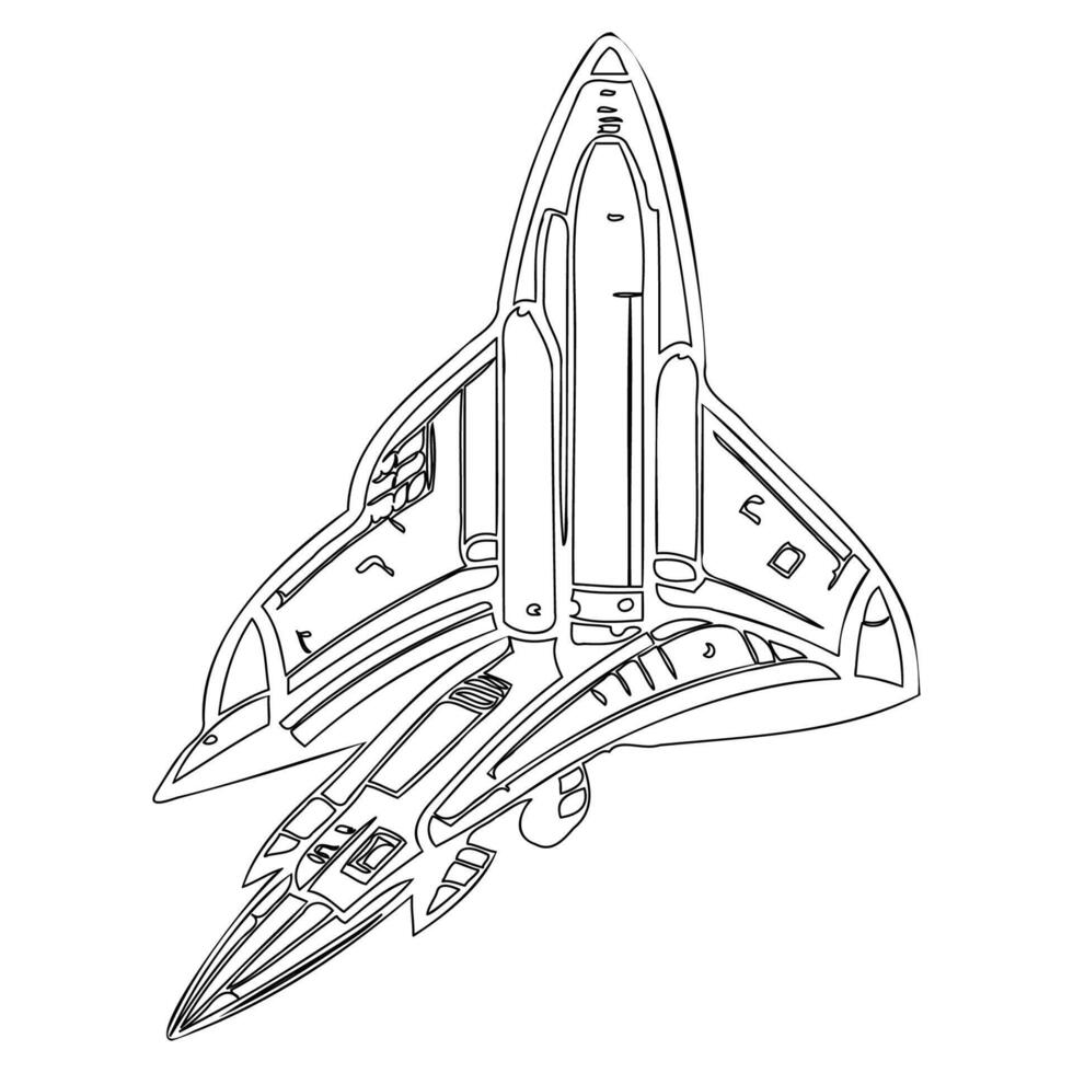 Space shuttle outline illustration sketch vector