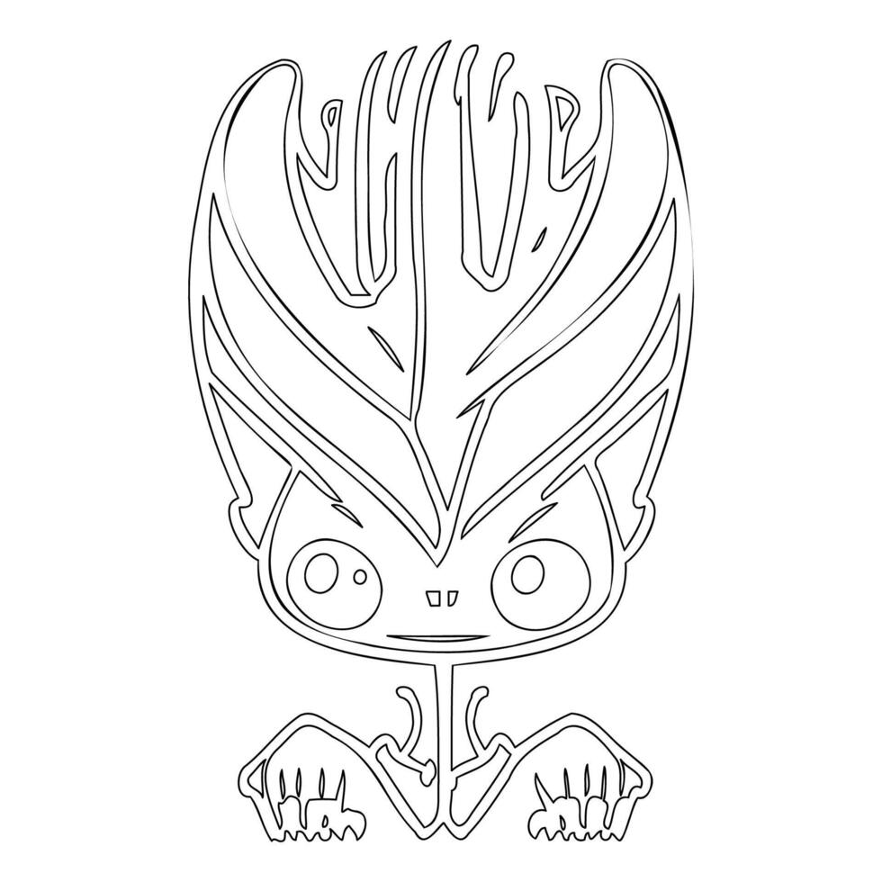 Monster alien outline illustration sketch vector