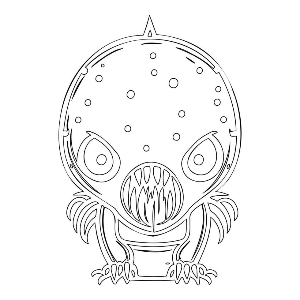 Monster alien outline illustration sketch vector