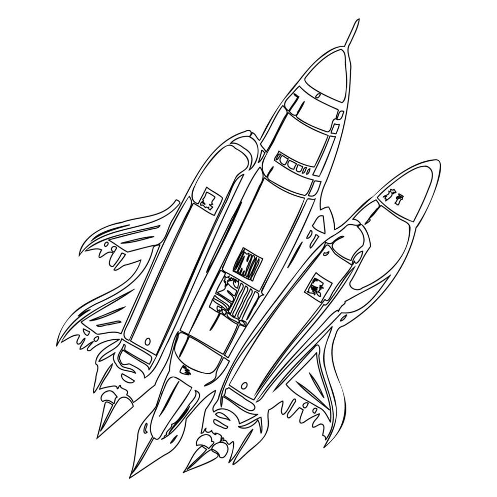 Space shuttle outline illustration sketch vector