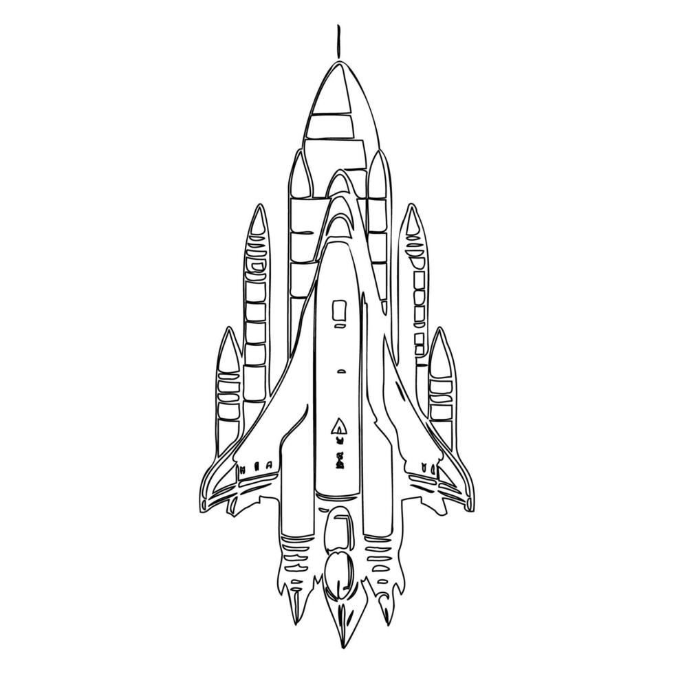 Space shuttle outline illustration sketch vector