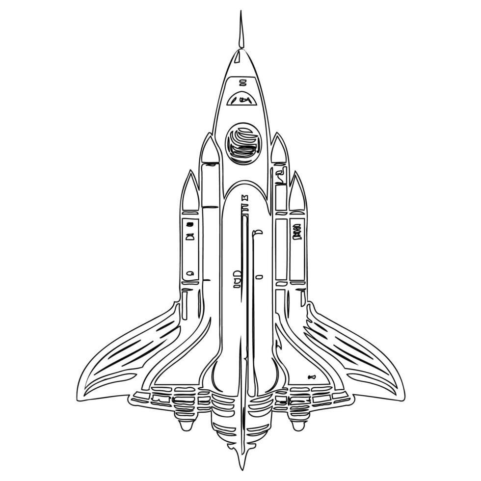 Space shuttle outline illustration sketch vector
