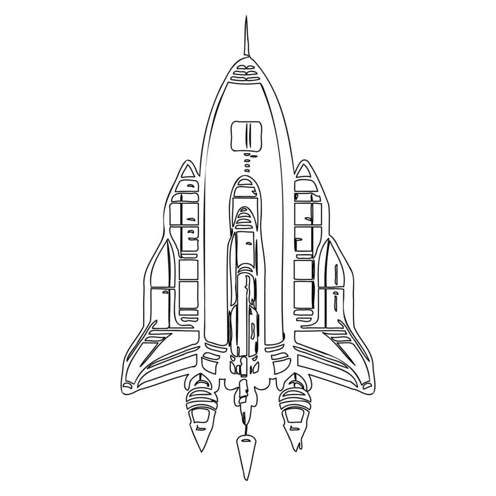 Space shuttle outline illustration sketch vector