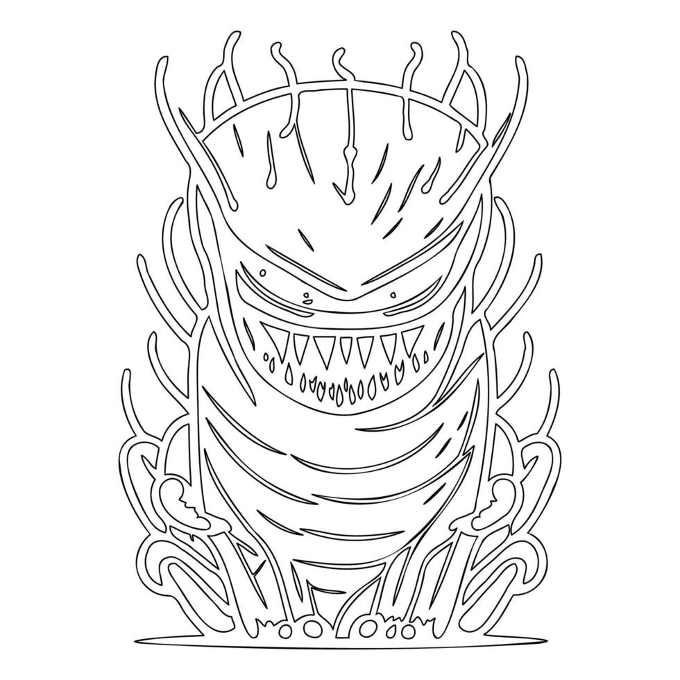 Monster alien outline illustration sketch vector