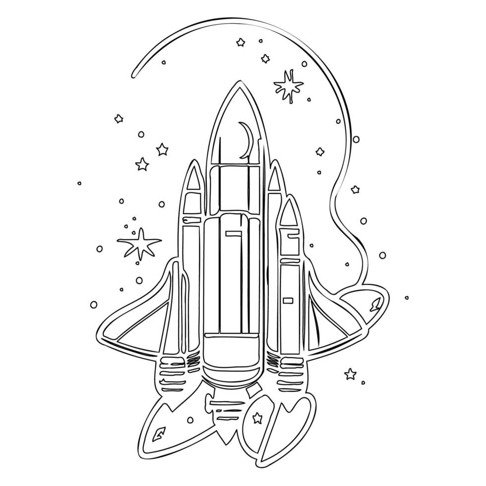 Space shuttle outline illustration sketch vector