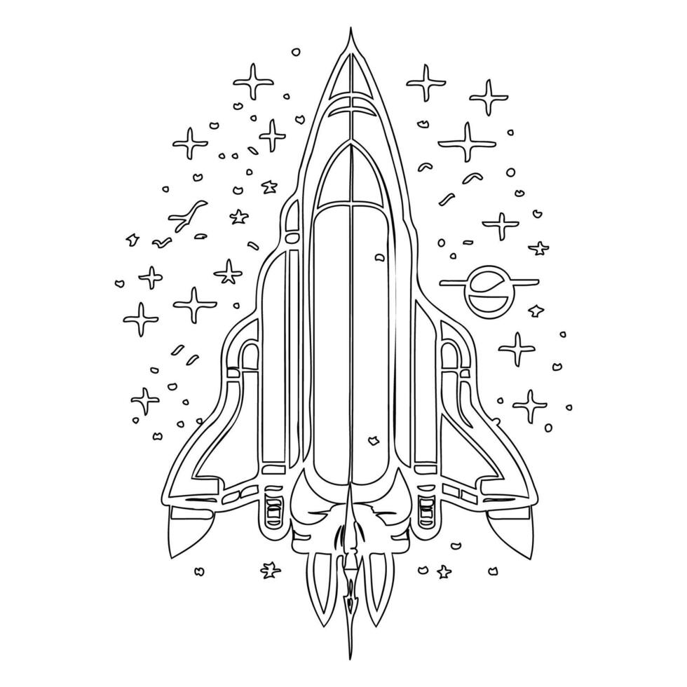 Space shuttle outline illustration sketch vector