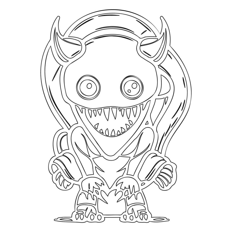 Monster alien outline illustration sketch vector