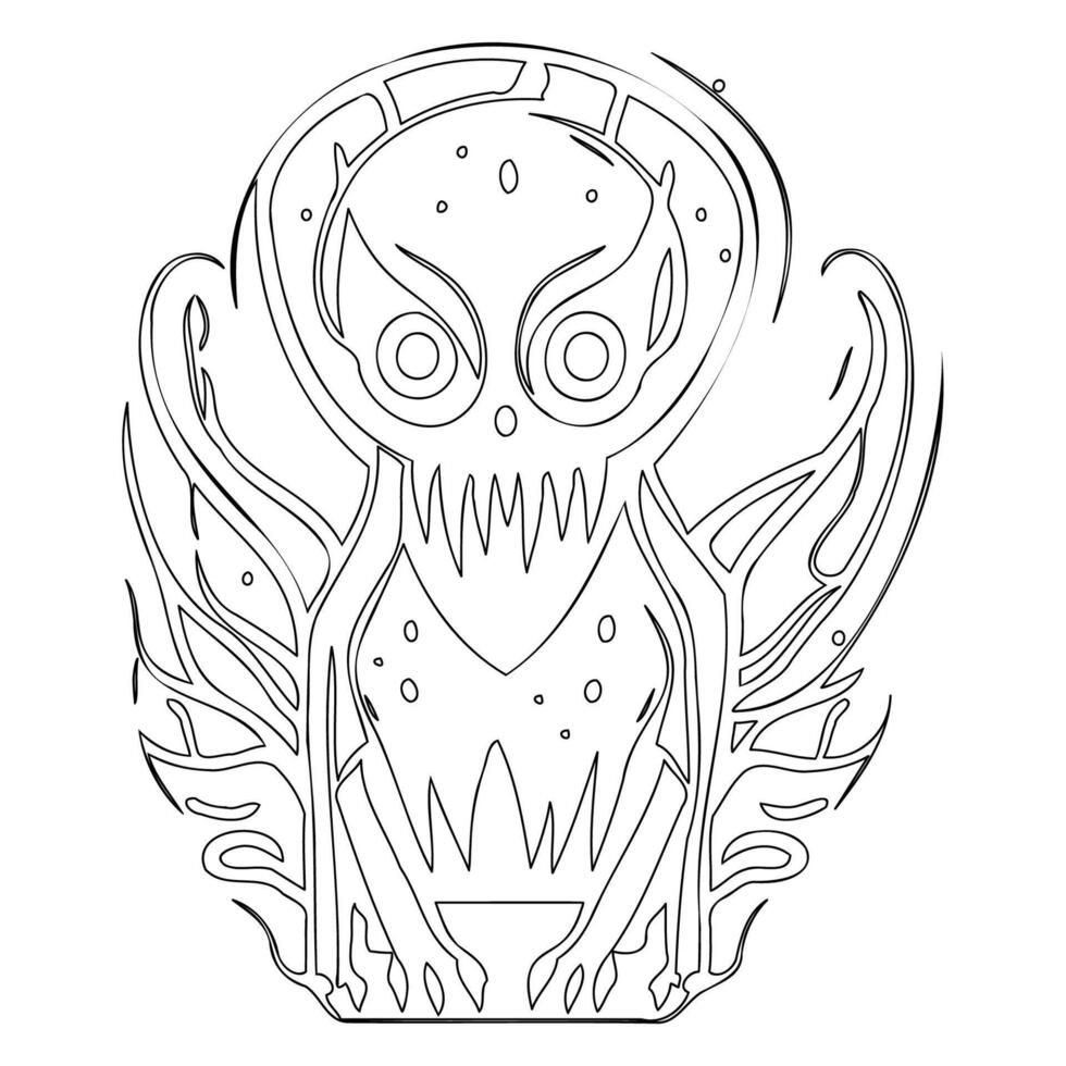 Monster alien outline illustration sketch vector