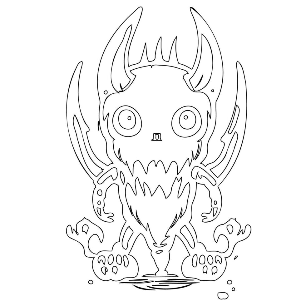 Monster alien outline illustration sketch vector