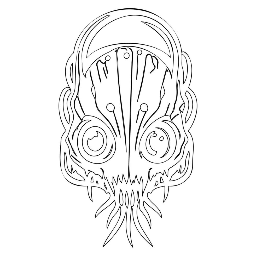 Monster alien outline illustration sketch vector