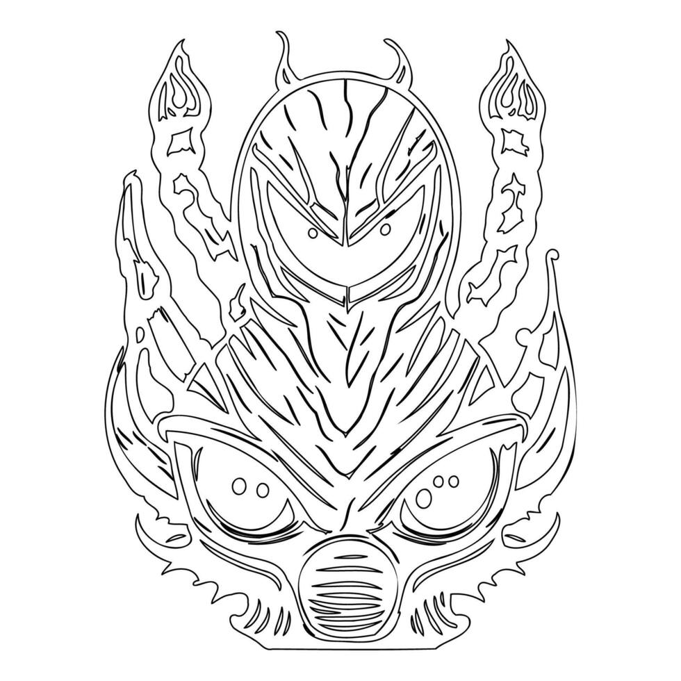 Monster alien outline illustration sketch vector