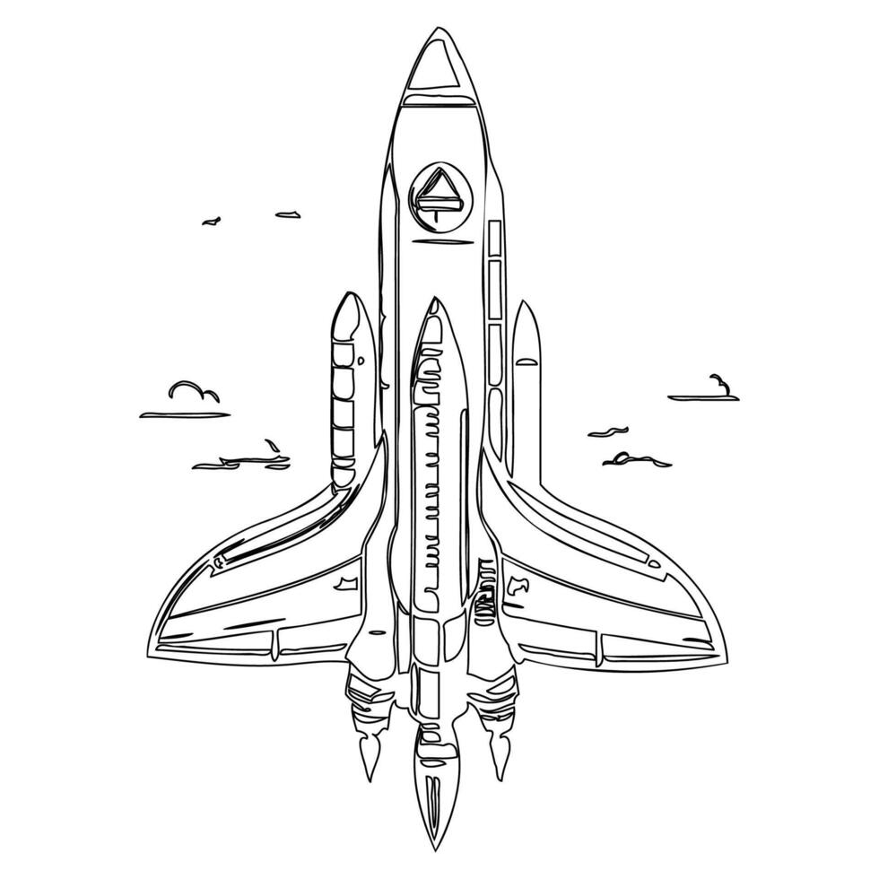 Space shuttle outline illustration sketch vector