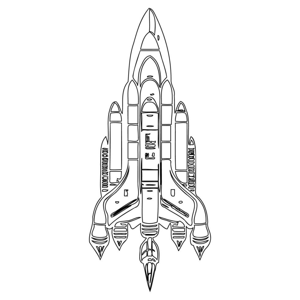 Space shuttle outline illustration sketch vector