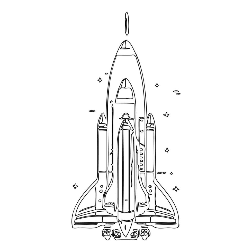 Space shuttle outline illustration sketch vector