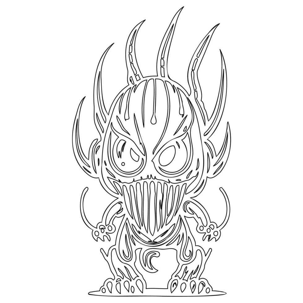 Monster alien outline illustration sketch vector