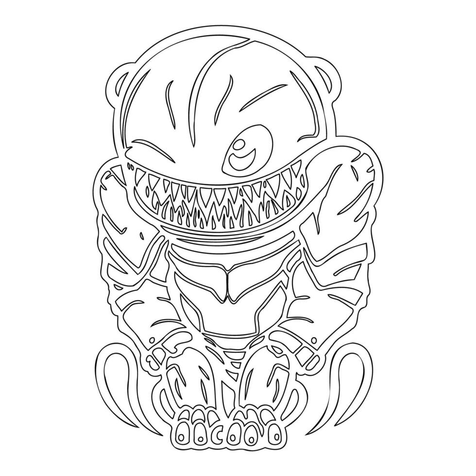 Monster alien outline illustration sketch vector