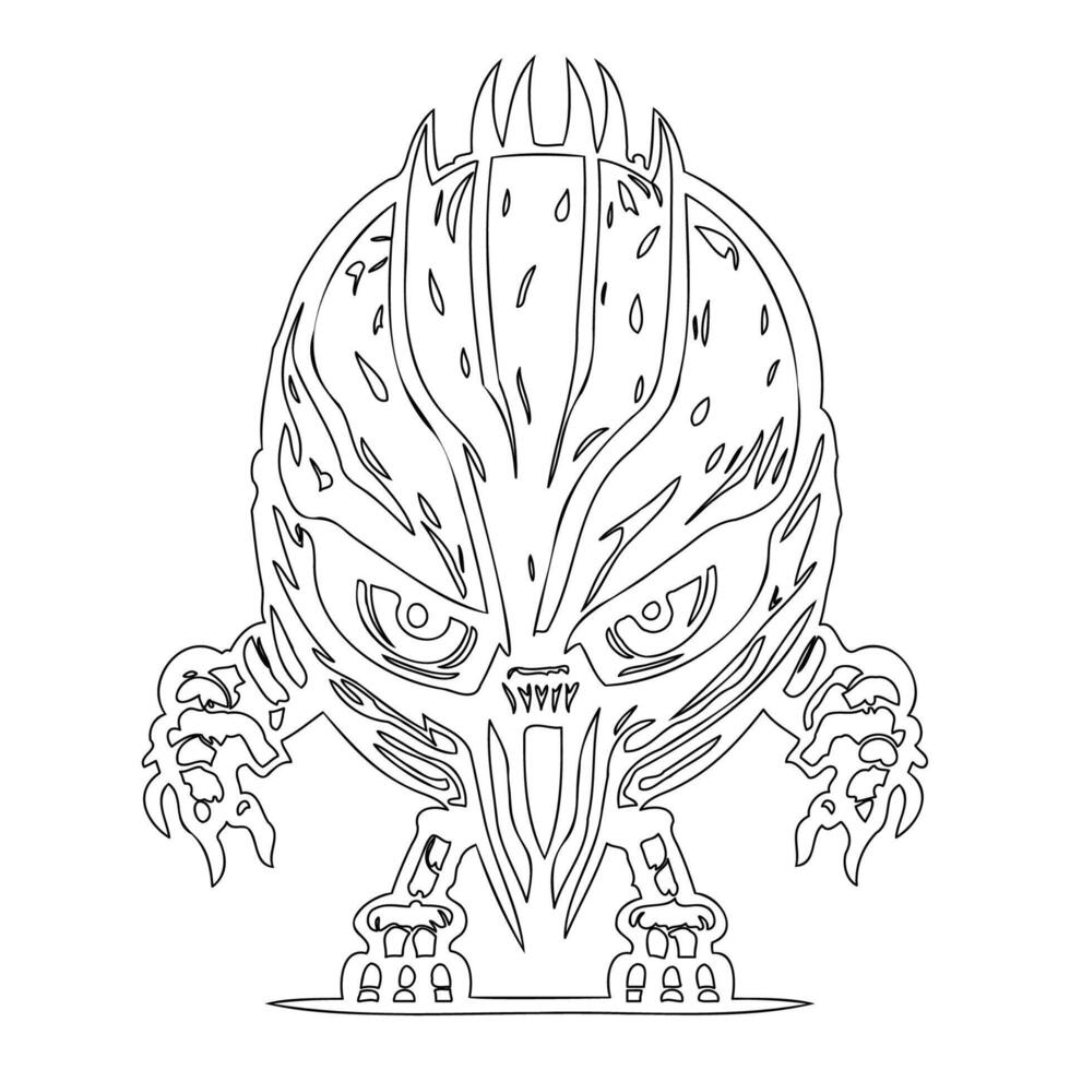 Monster alien outline illustration sketch vector