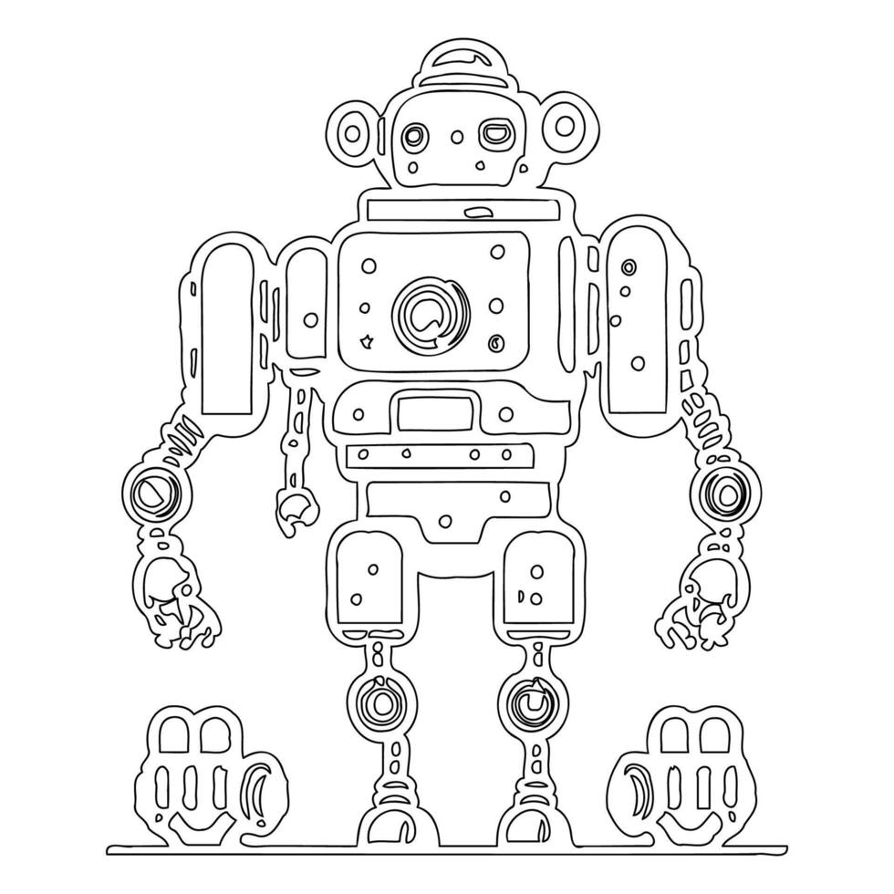 Robot outline illustration sketch vector