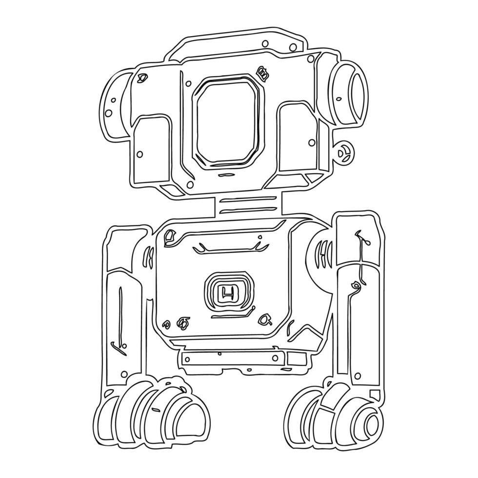 Robot outline illustration sketch vector