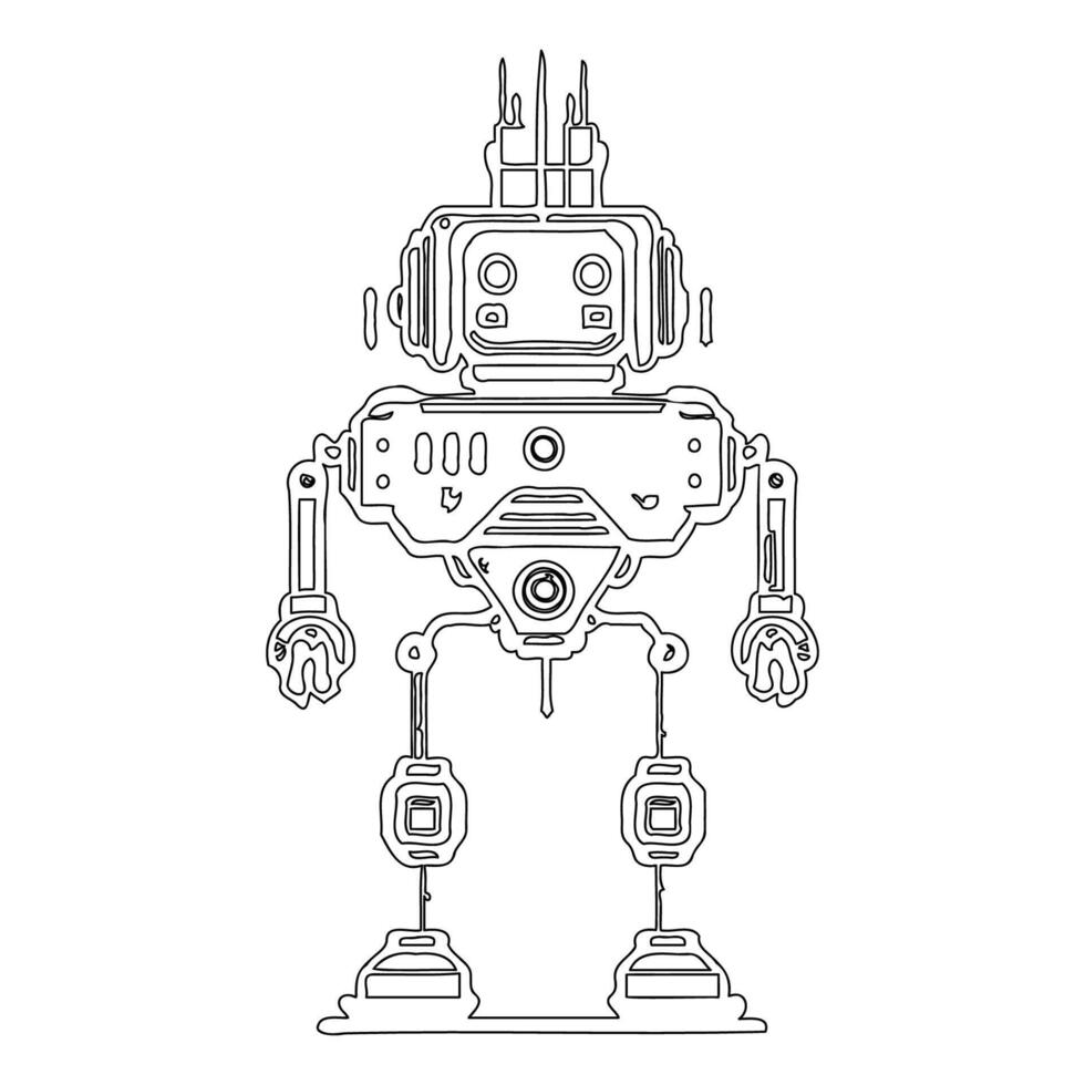 Robot outline illustration sketch vector