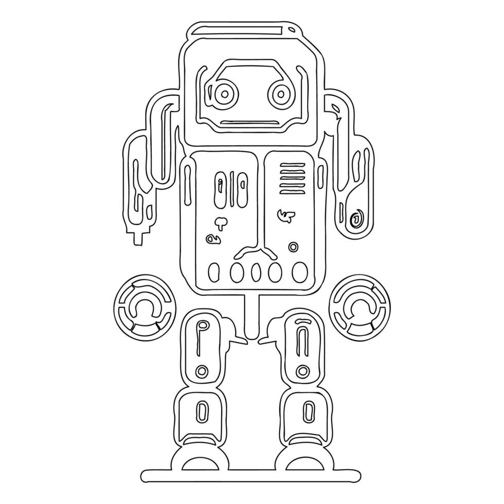 Robot outline illustration sketch vector