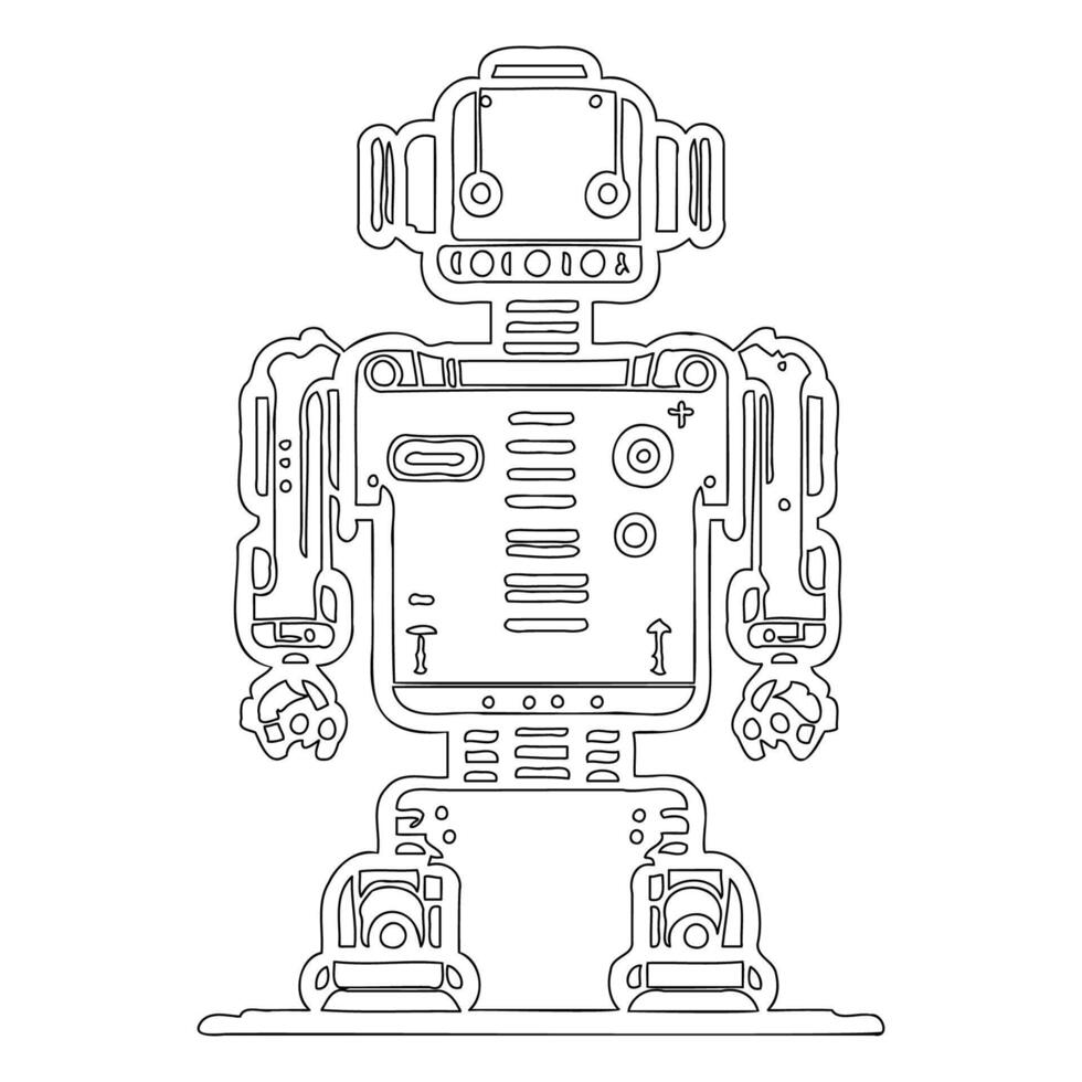 Robot outline illustration sketch vector