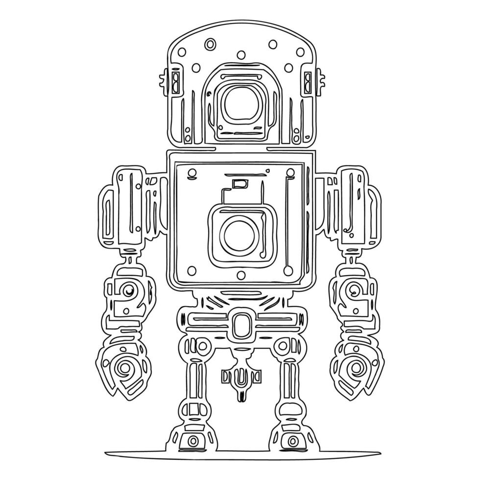 Robot outline illustration sketch vector