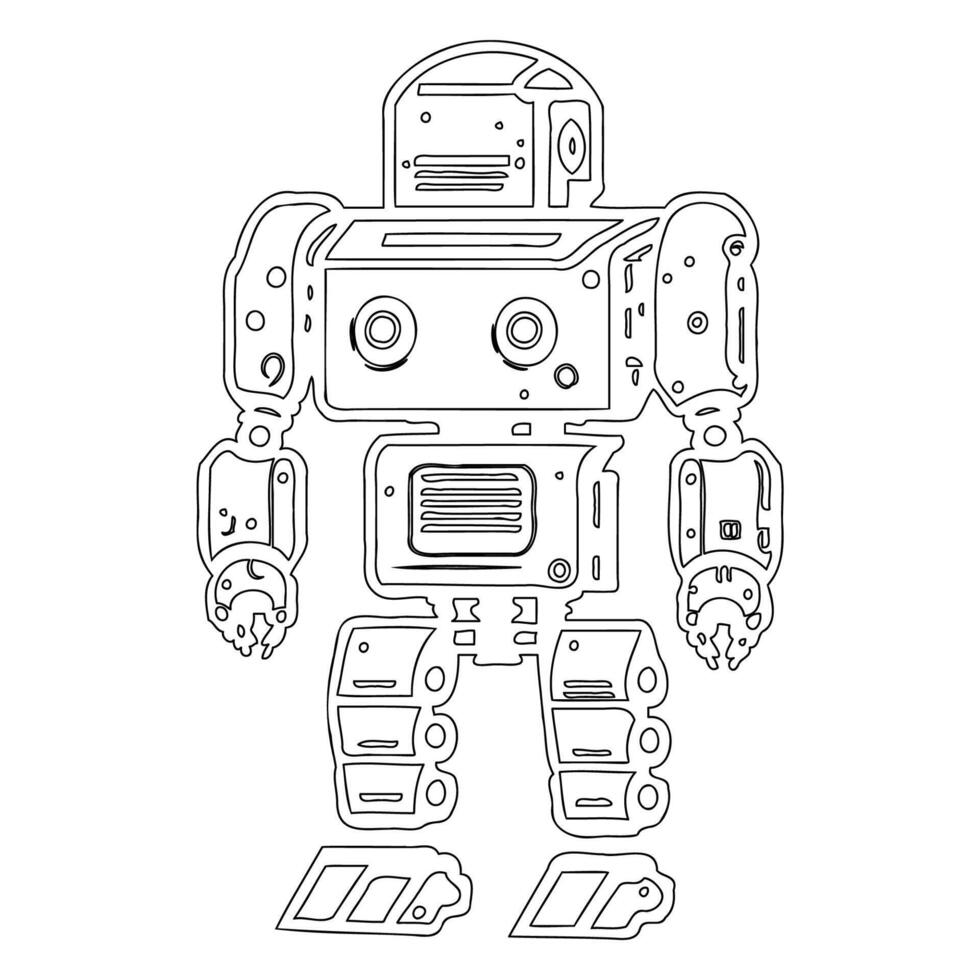 Robot outline illustration sketch vector