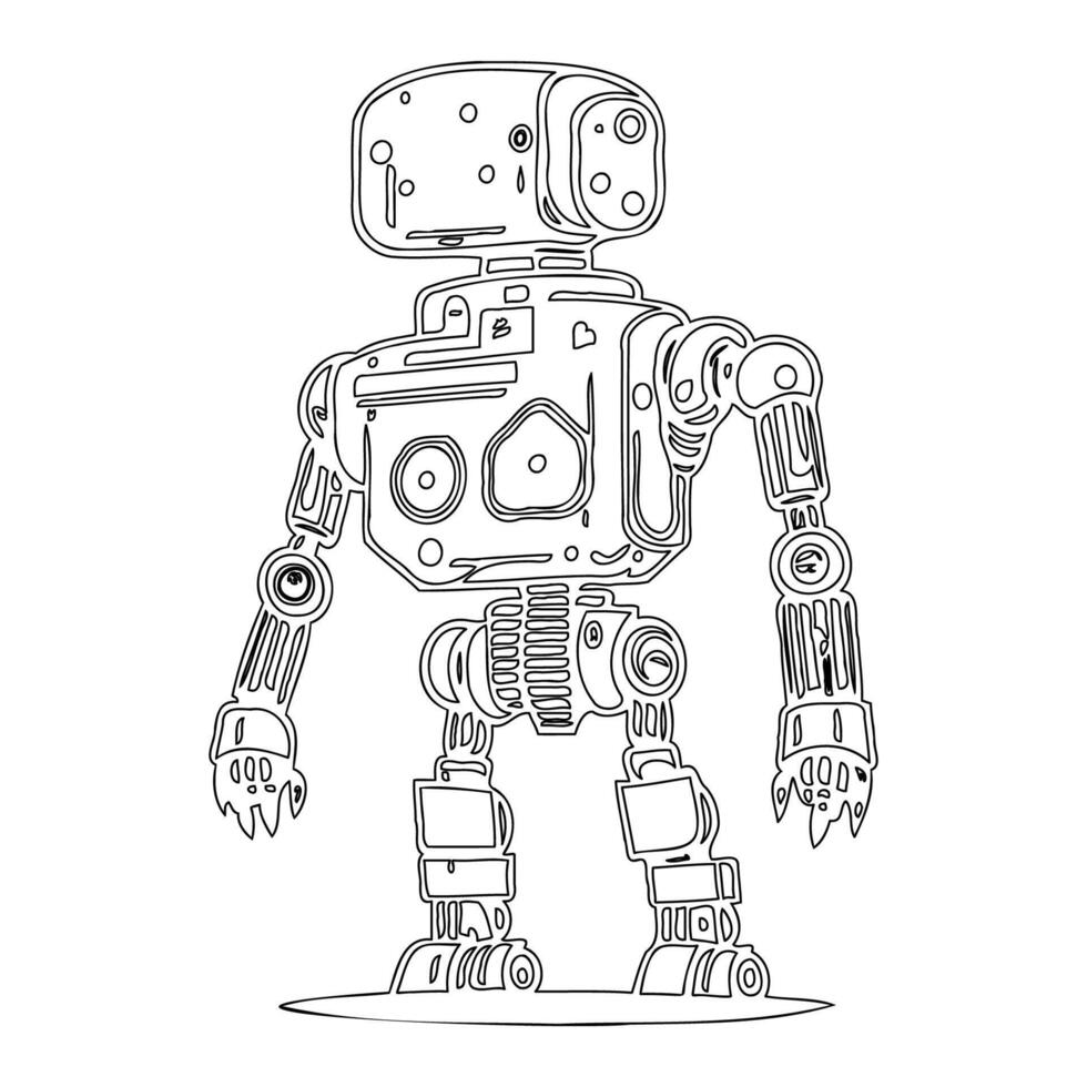 Robot outline illustration sketch vector