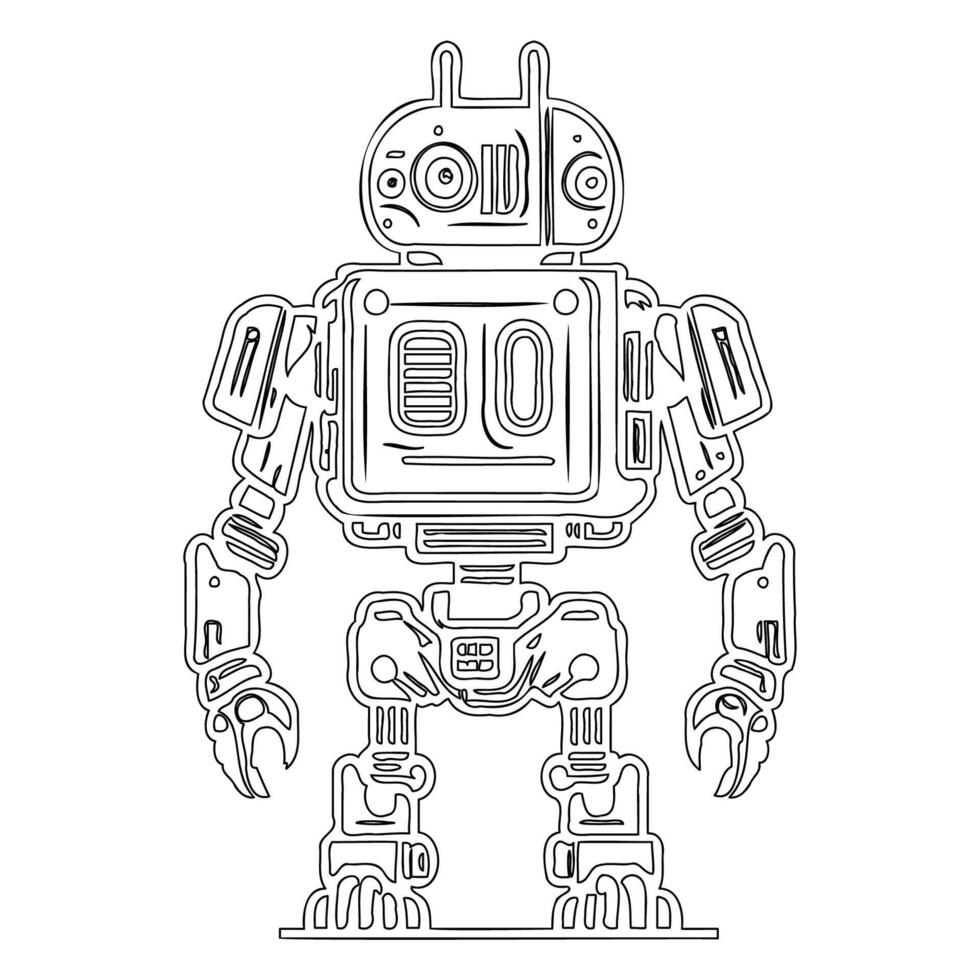 Robot outline illustration sketch vector