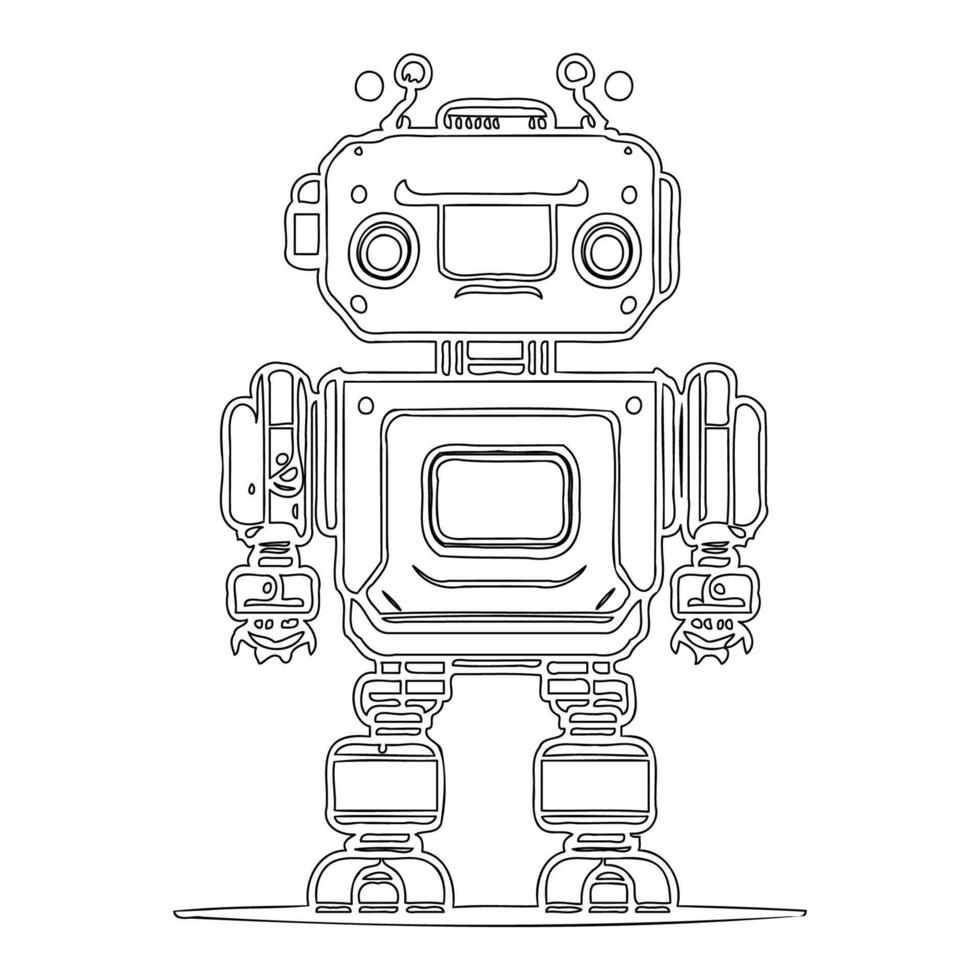 Robot outline illustration sketch vector