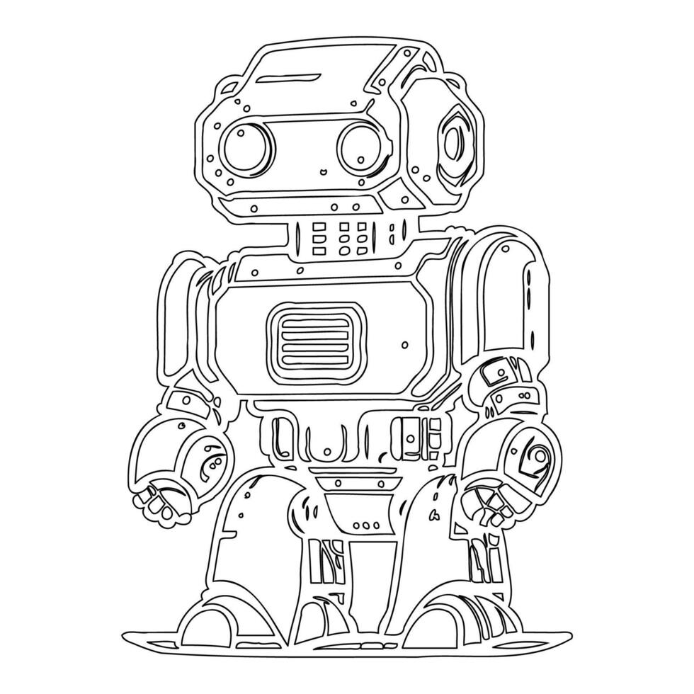 Robot outline illustration sketch vector