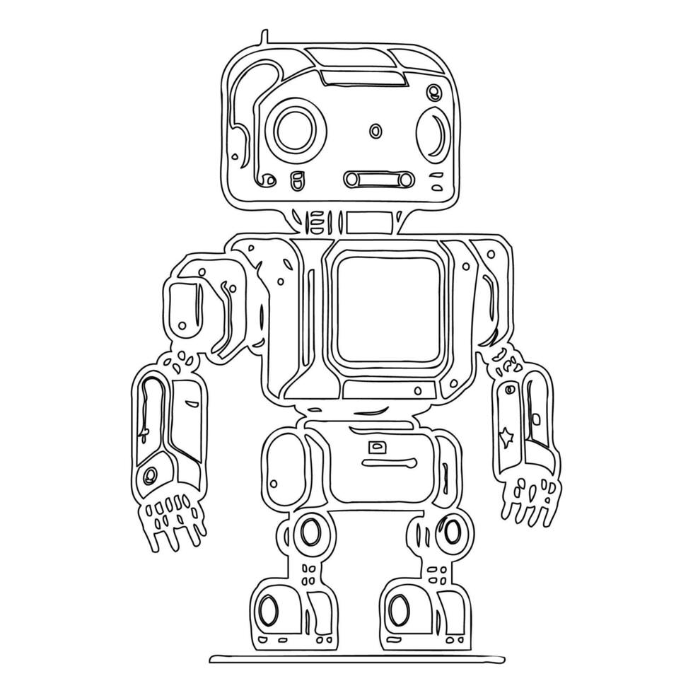 Robot outline illustration sketch vector
