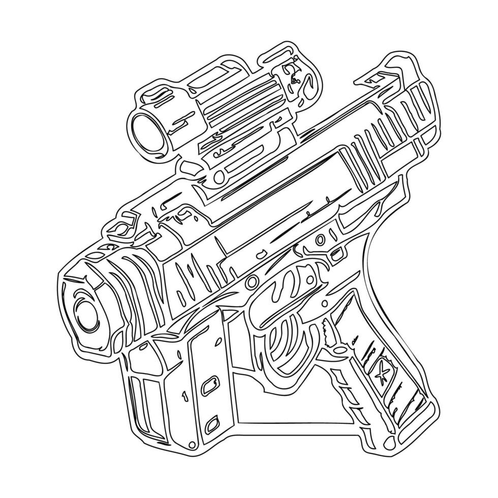 Gun galaxy outline illustration sketch vector