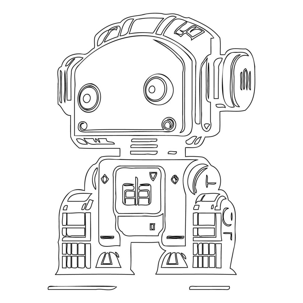 Robot outline illustration sketch vector