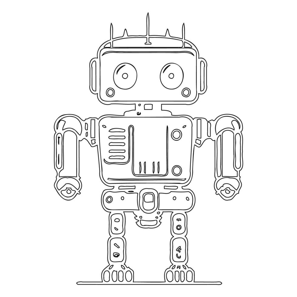 Robot outline illustration sketch vector