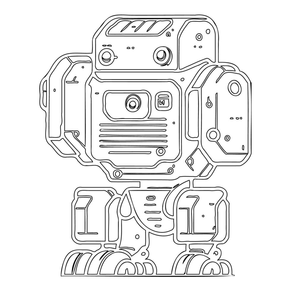 Robot outline illustration sketch vector