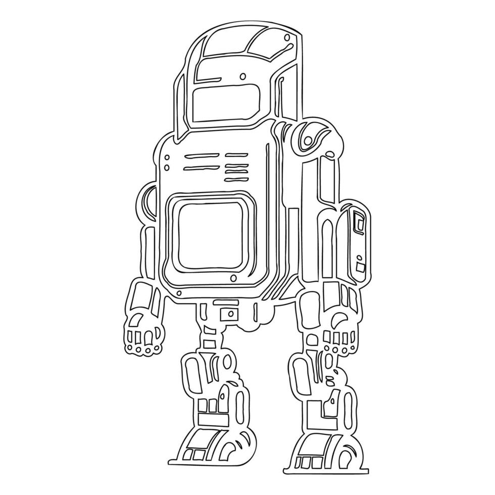 Robot outline illustration sketch vector