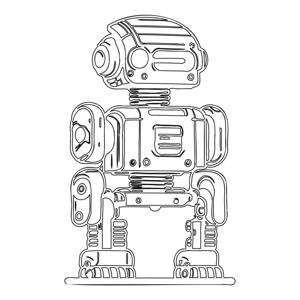 Robot outline illustration sketch vector