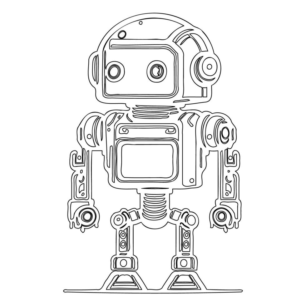 Robot outline illustration sketch vector