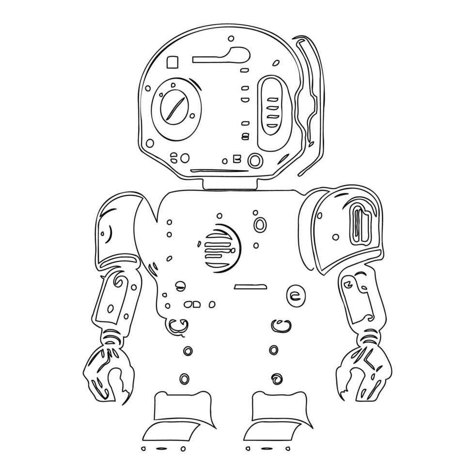 Robot outline illustration sketch vector