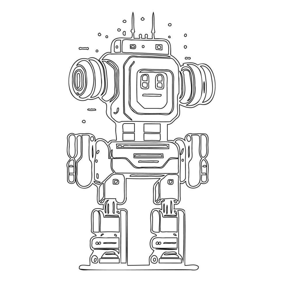 Robot outline illustration sketch vector